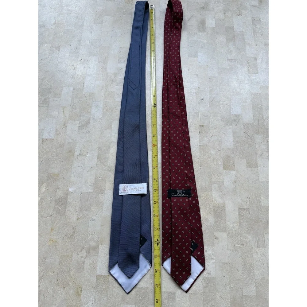 Vintage 70s Countess Mara Satin Blend Red and Blue Neckties Classic Career Tie